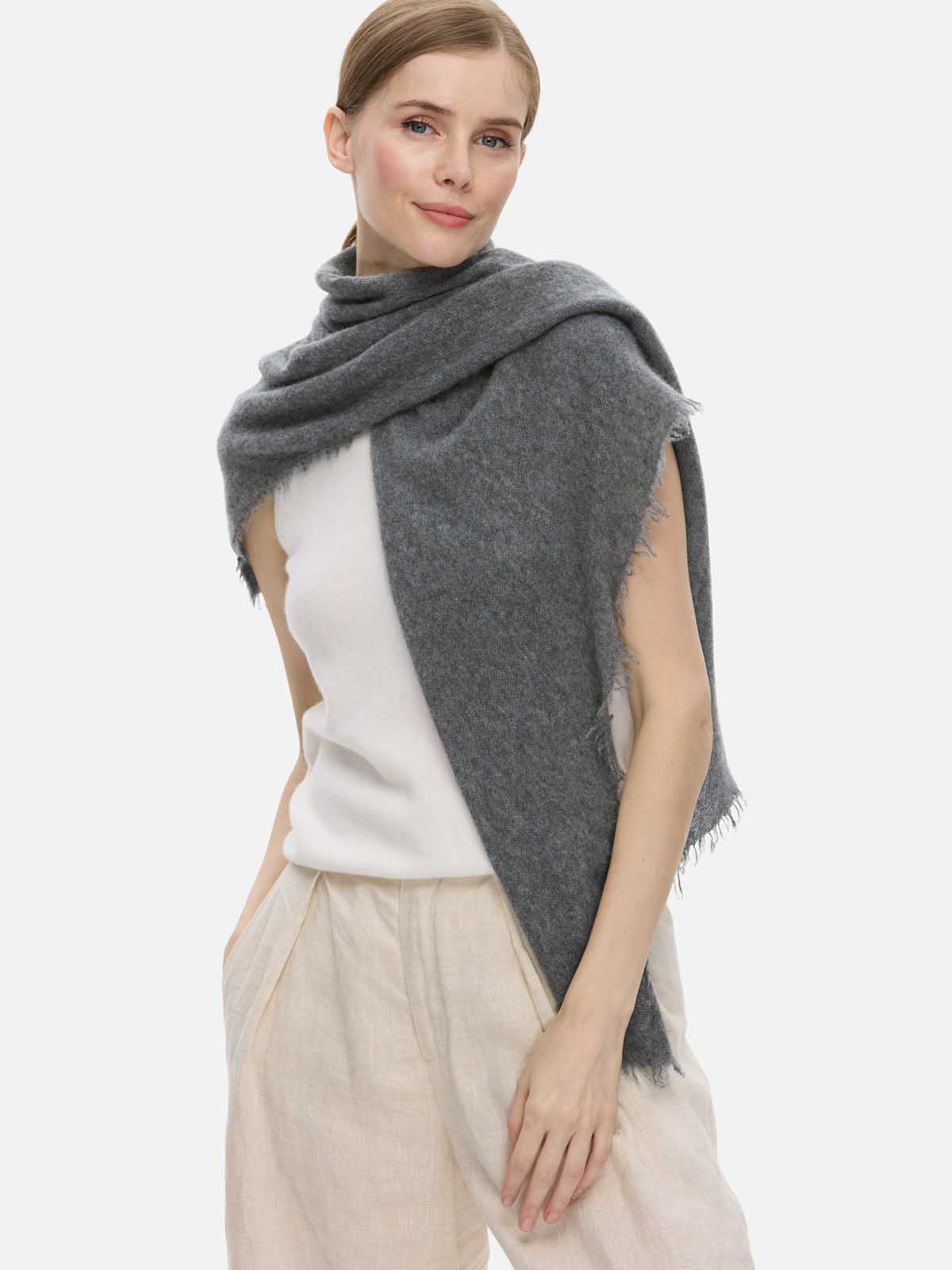 Gray CloudPuff Cashmere Scarf