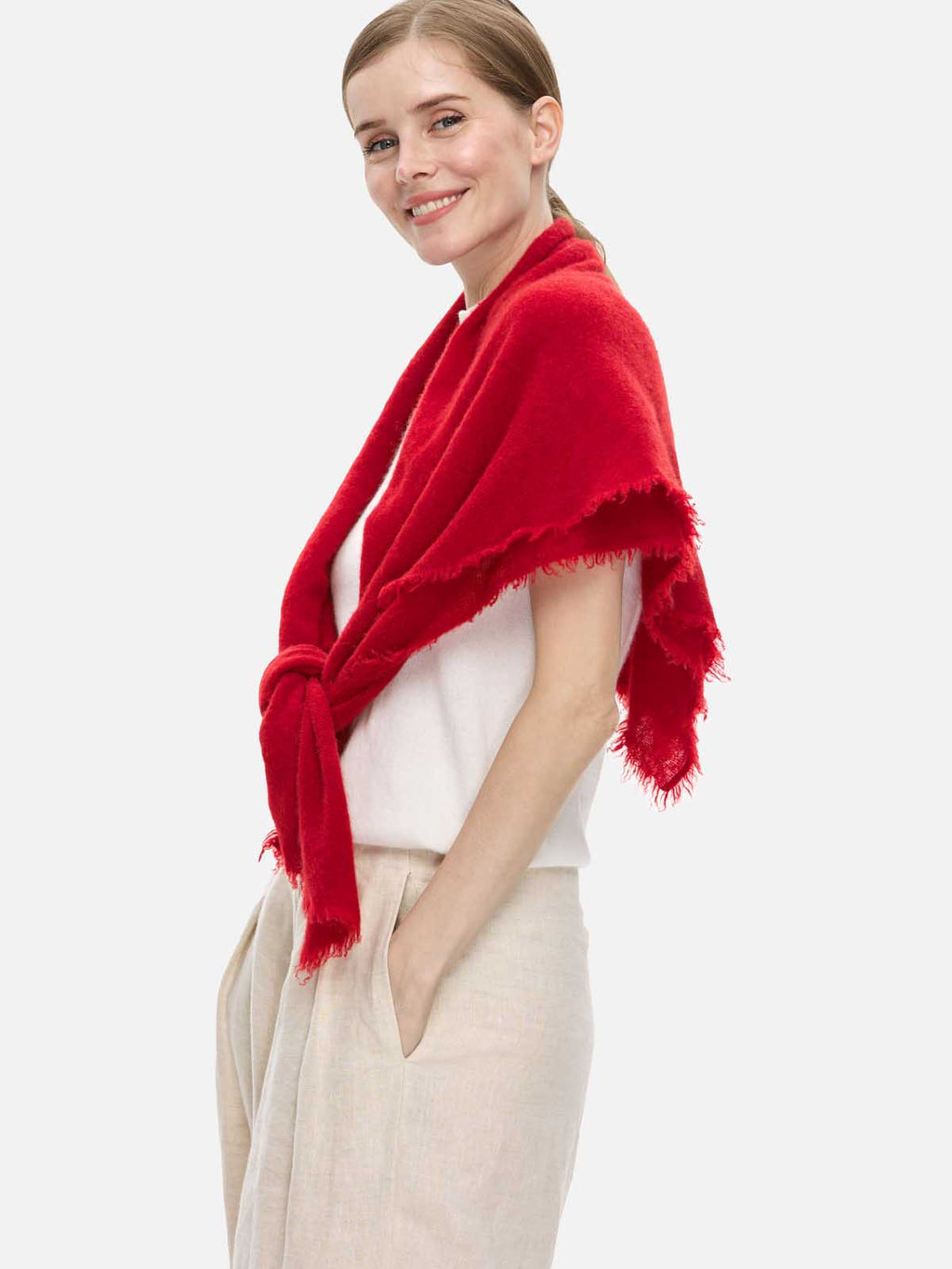 Red CloudPuff Cashmere Scarf