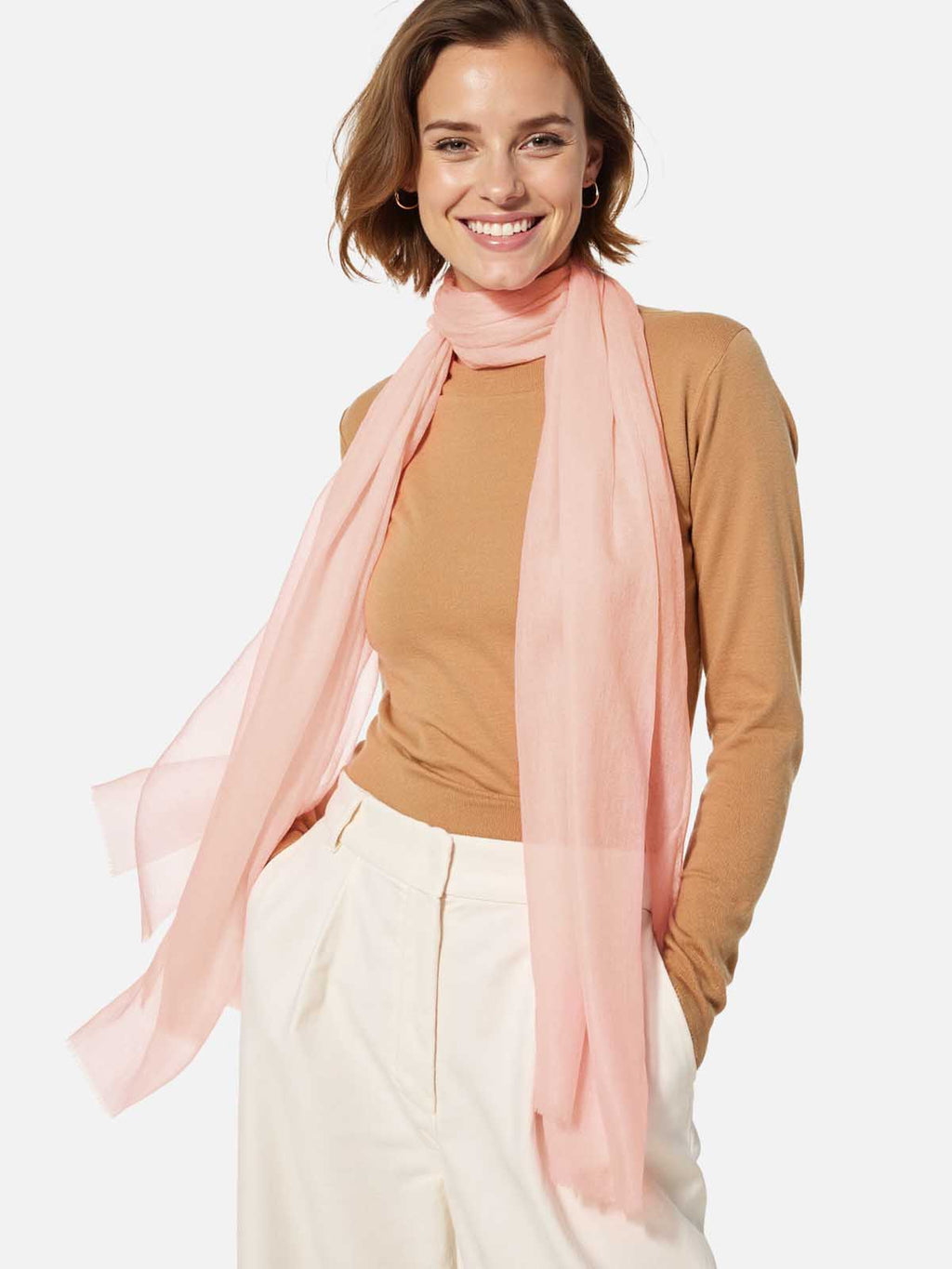 Featherlight Pink Cashmere Scarf