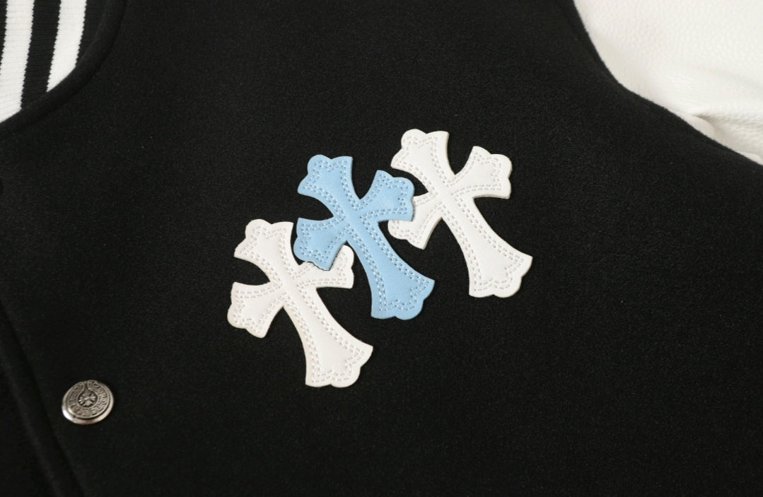 Chrome-Hearts Black White Street Style Baseball Coat 0002