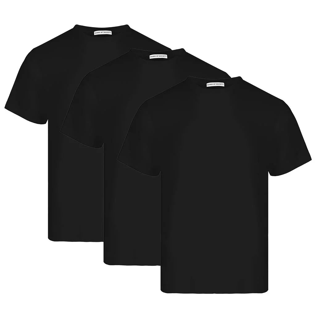 BLACK LOOPWHEELED T-SHIRT 3-PACK