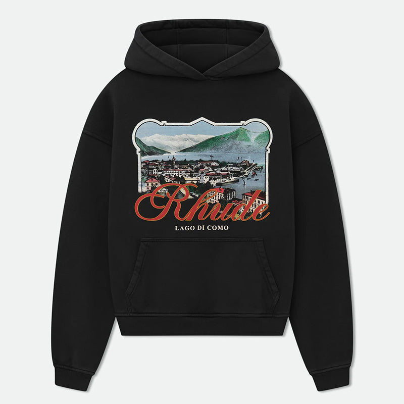 Rhude Black x Harrods Cotton Lago Di Como Hoodie