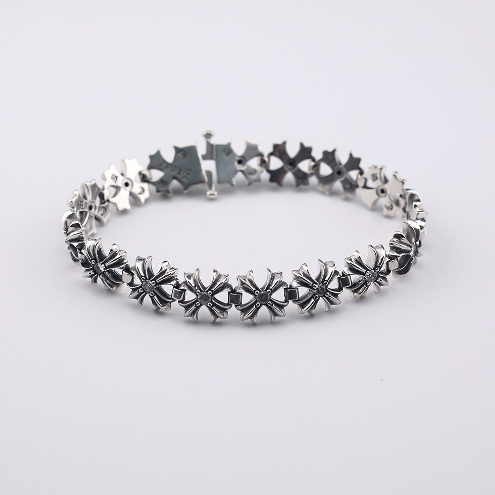 Chrome Hearts antique distressed diamond cross bracelet