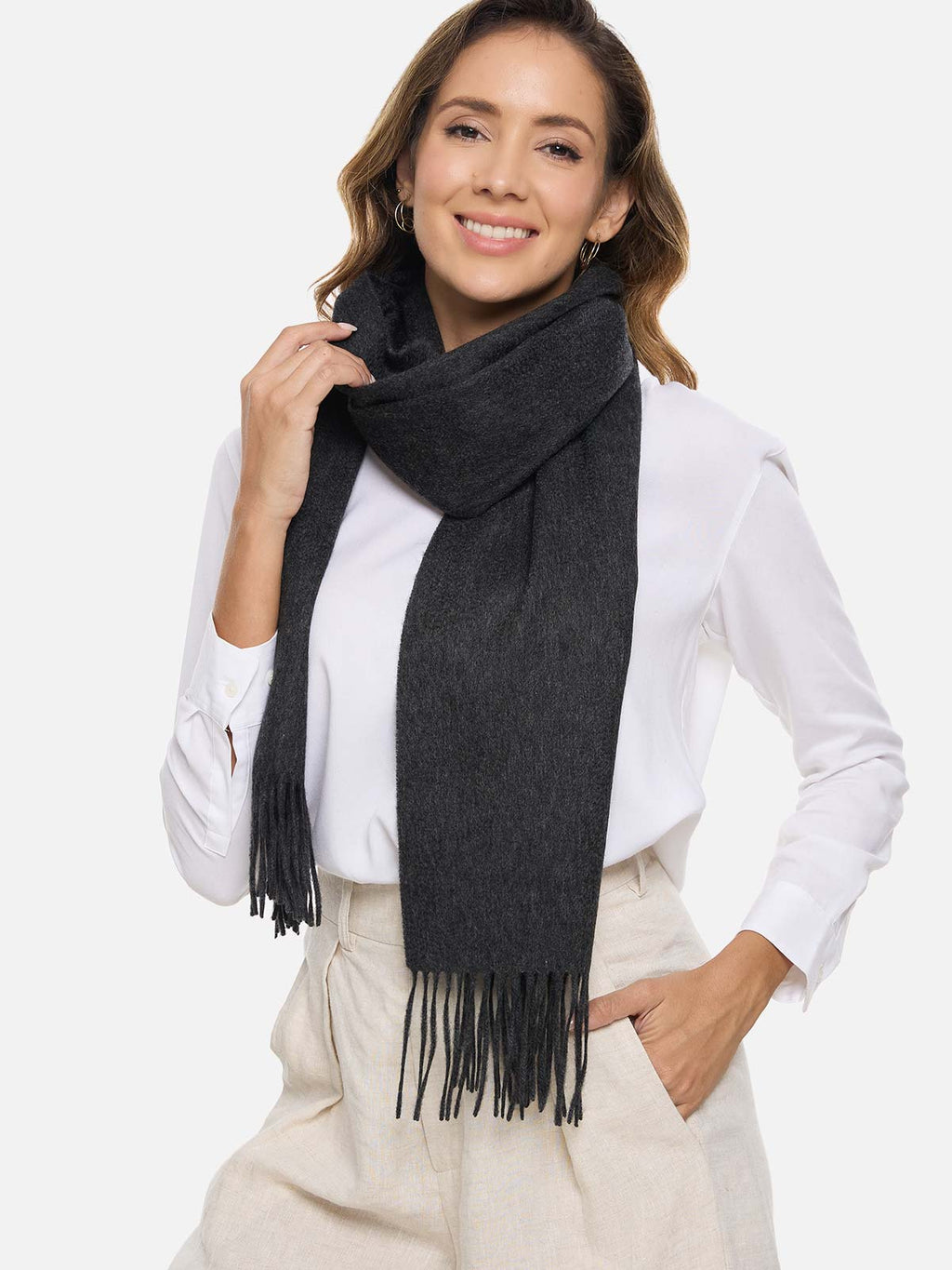 Charcoal Gray Cashmere Scarf